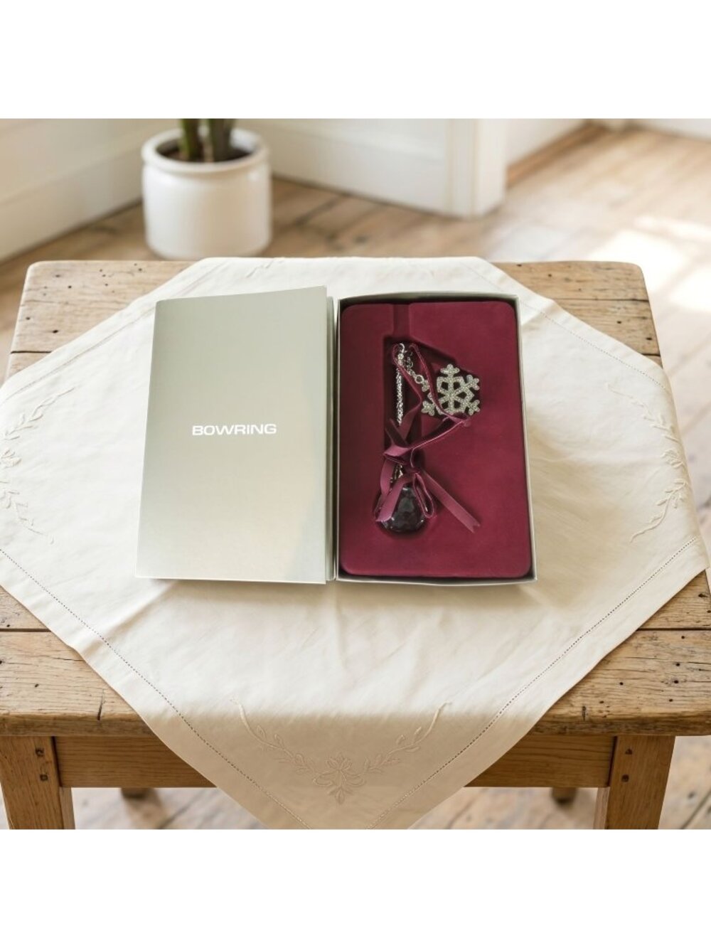 Bowring 2009 Full Lead Crystal Wish Snowflake Ornament Wand Boxed 1033265
